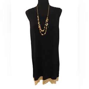 Black layering tunic with tan lace trim